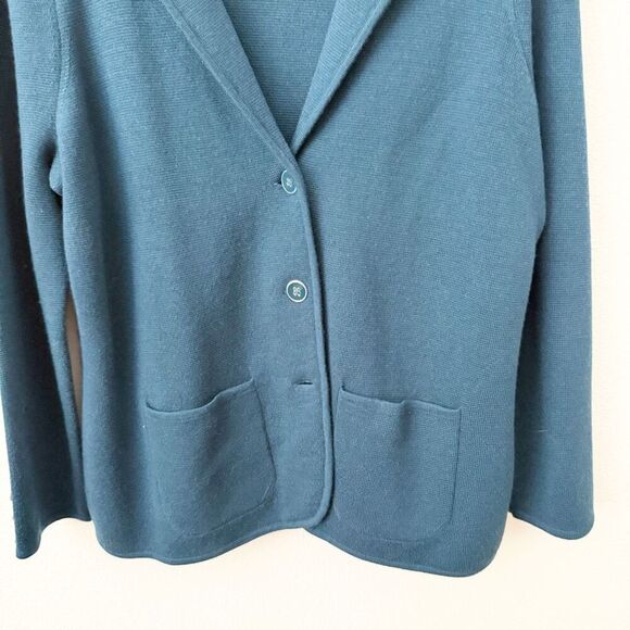 TALBOTS | NWT Cardigan Sweater Blazer Jacket Dark Teal Merino Wool | 0X Petite - Picture 4 of 8